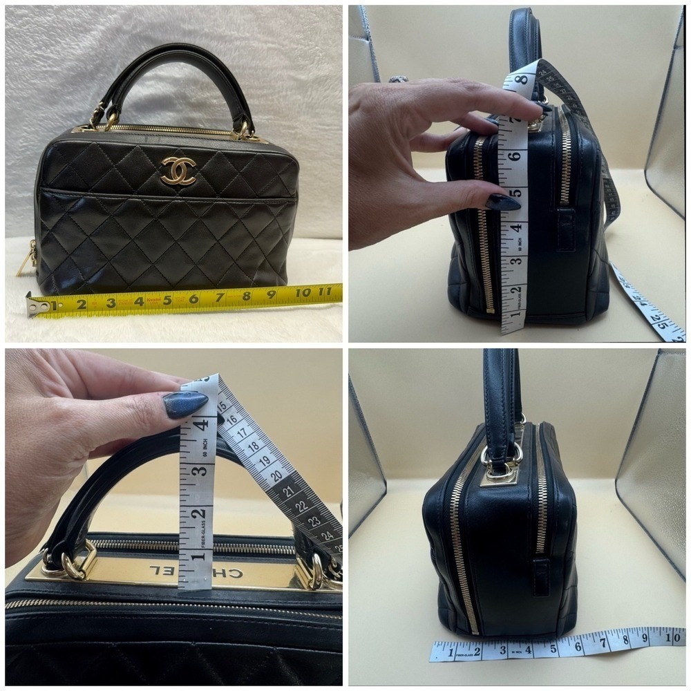 Chanel Trendy CC Bowling Bag Black Quilted Lambskin Gold Hardware SatchelHandbag - Picture 13 of 15